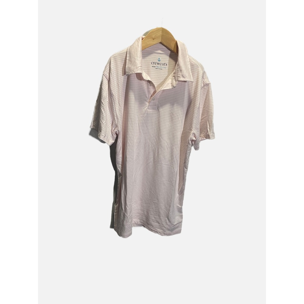 Crewcuts Polo Shirt Kids XL‎ 12-14 Pink Striped Short Sleeve Preppy Casual Top